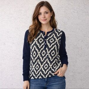 Scotch & Soda Trailblazing SC Shrunk Women’s Sweater Buttons Blue White Size 12